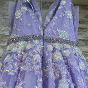 LAVENDER/FLORAL A LINE GOWN