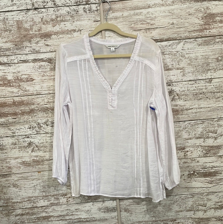 WHITE GAUZE LONG SLEEVE TOP