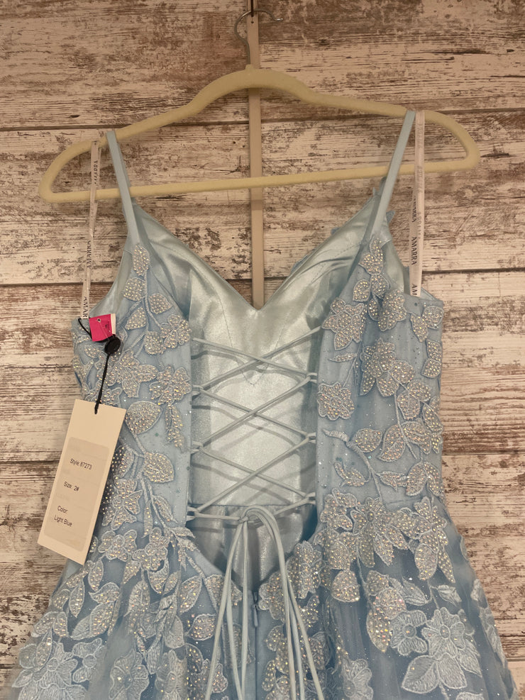 BLUE/FLORAL A LINE GOWN (NEW)