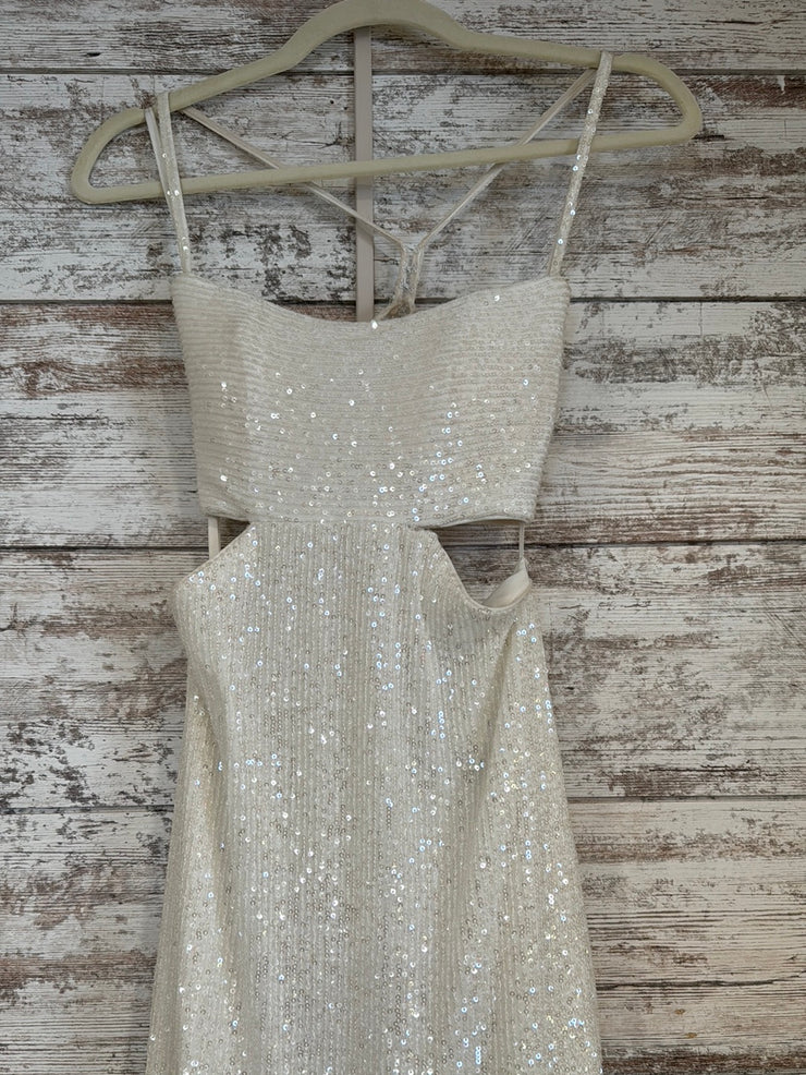 WHITE SPARKLY LONG DRESS