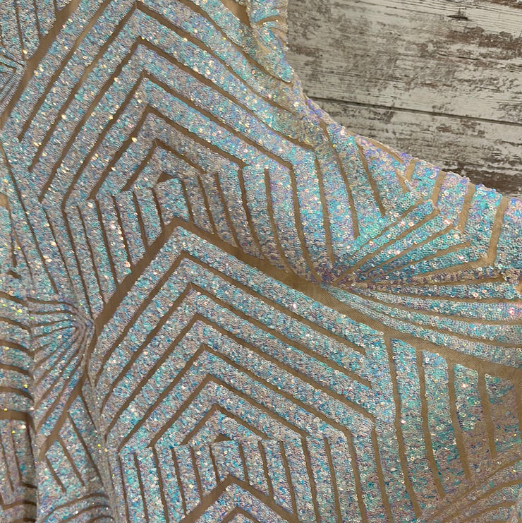 WHITE/PINK SEQUIN MERMAID GOWN