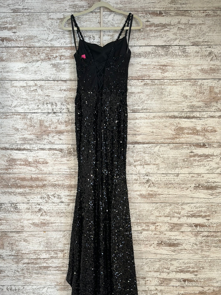 BLACK SPARKLY SEQUIN LONG DRES