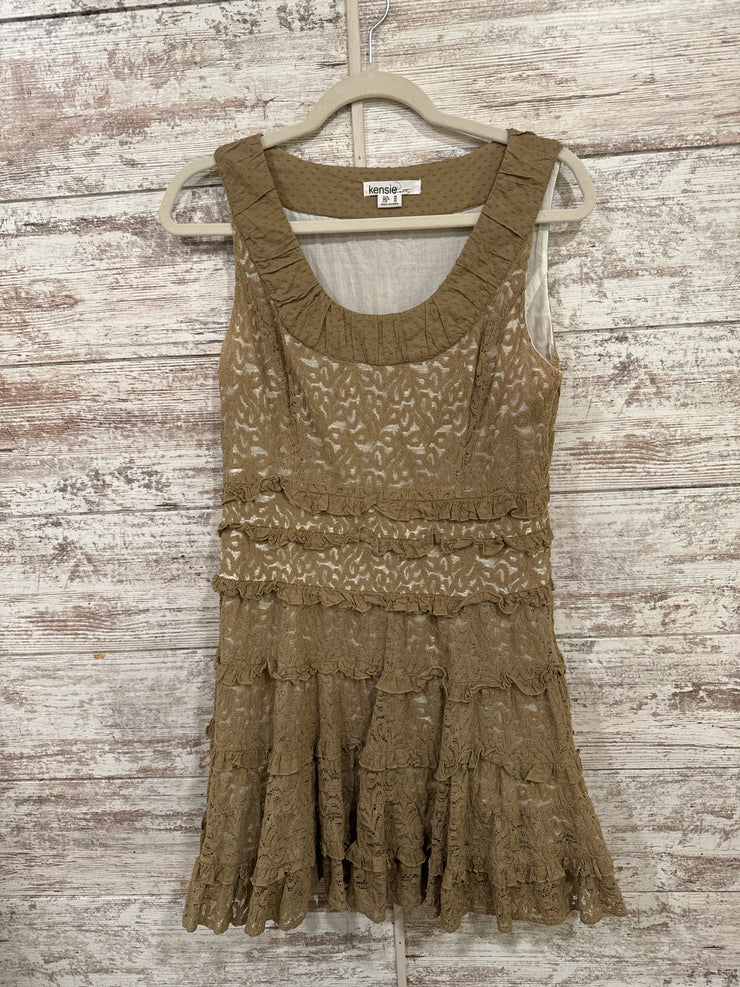 TAN LACE SHORT DRESS