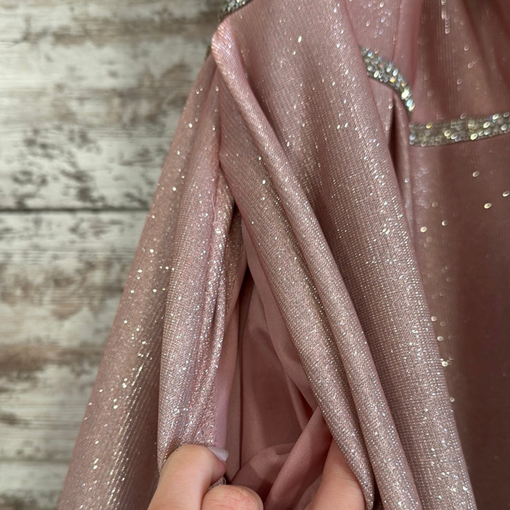 PINK SPARKLY A LINE GOWN