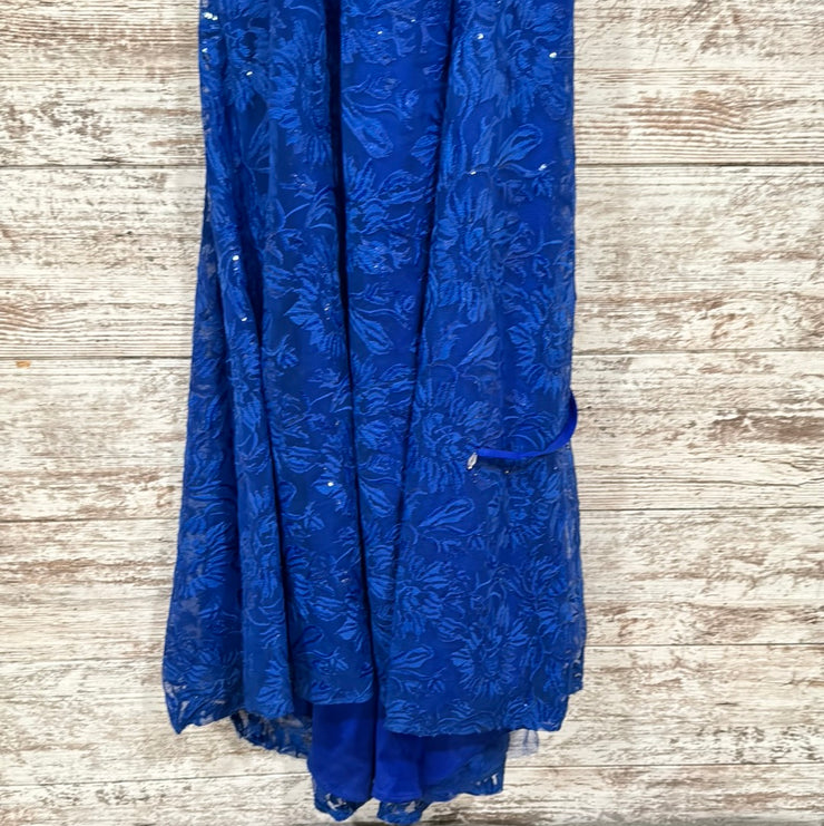 ROYAL BLUE/FLORAL LONG DRESS