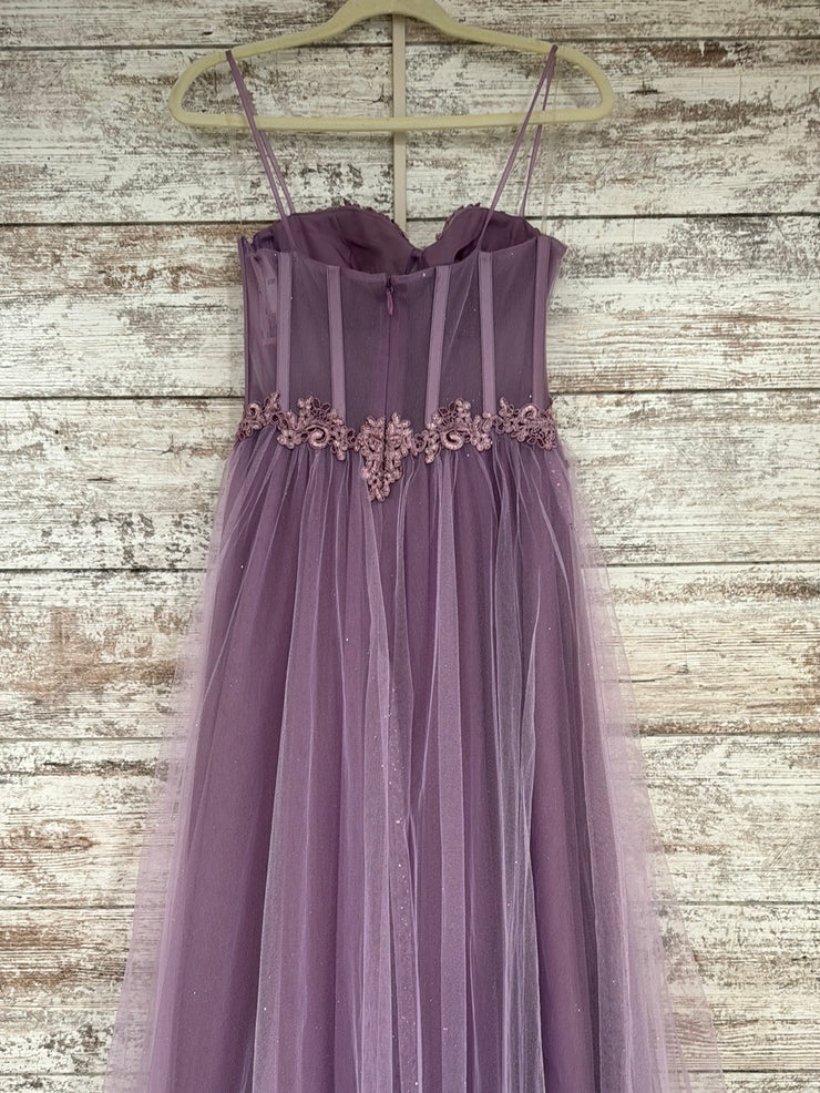 PURPLE SPARKLY A LINE GOWN-NEW