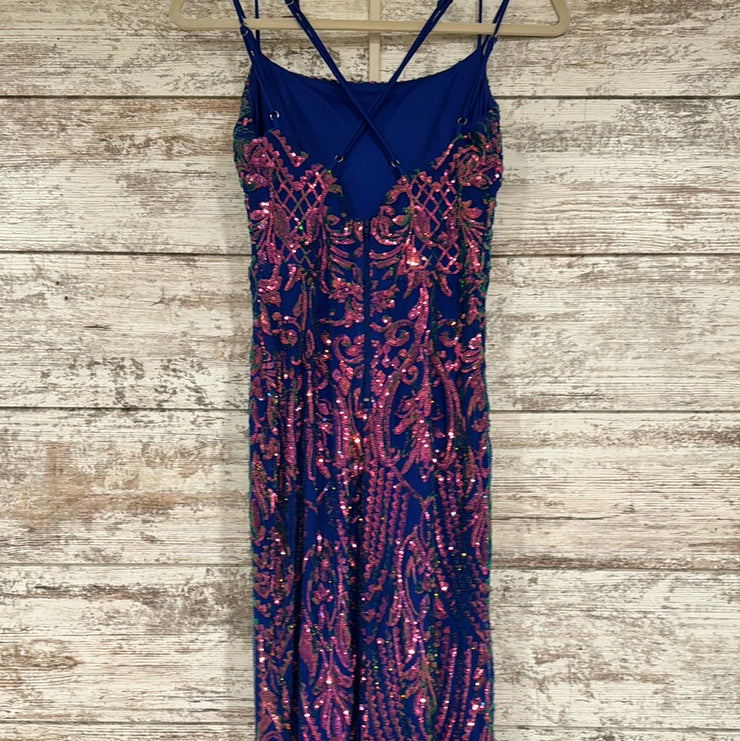 BLUE/PINK SPARKLY LONG DRESS