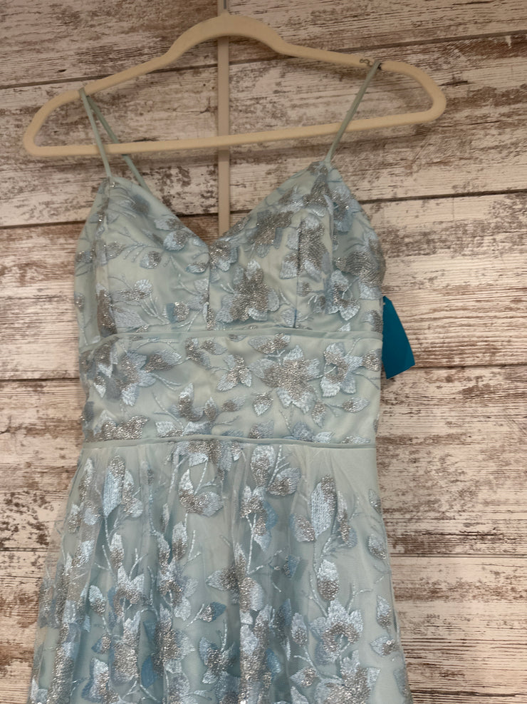 BLUE/FLORAL SPARKLY A LINE GOW