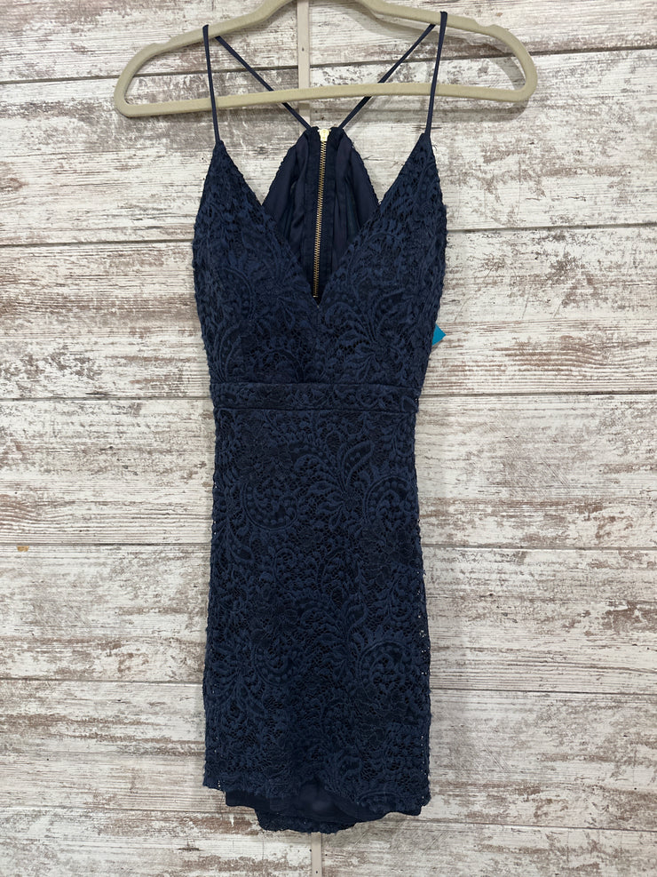 BLUE LACE SHORT DRESS