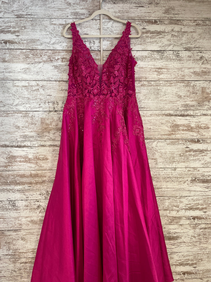 PINK/FLORAL A LINE GOWN