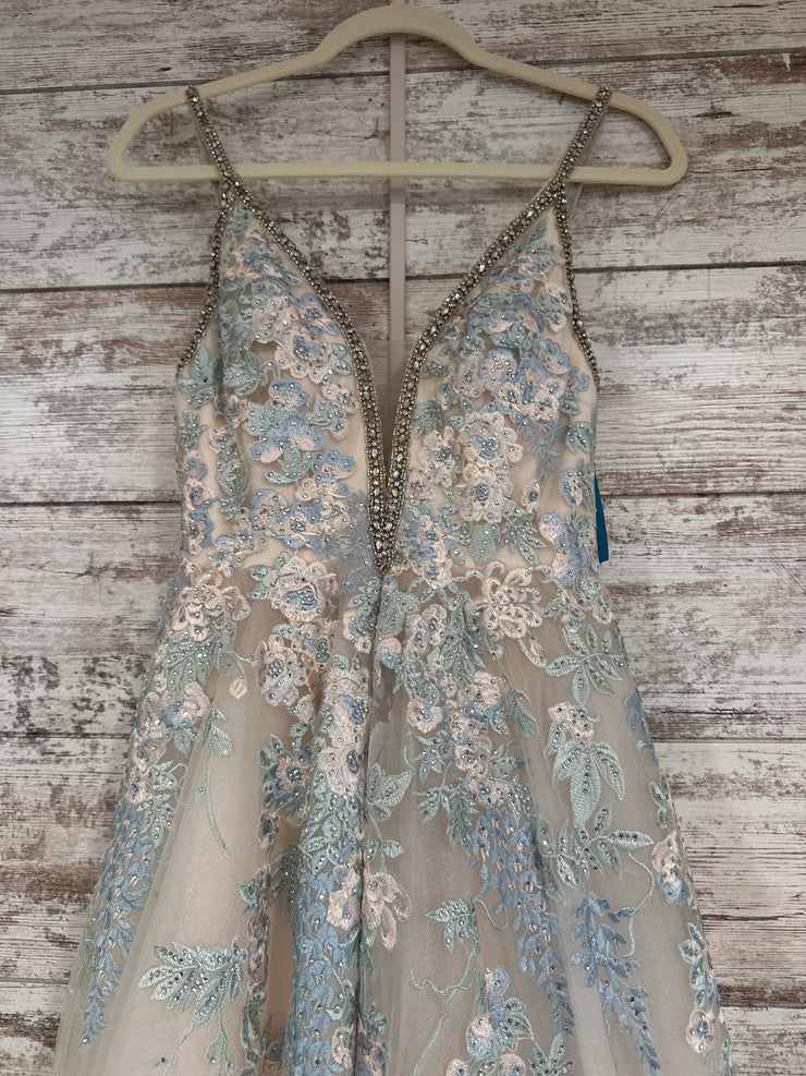 IVORY/BLUE FLORAL A LINE (NEW)