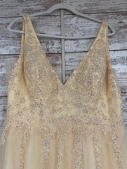 YELLOW/FLORAL A LINE GOWN