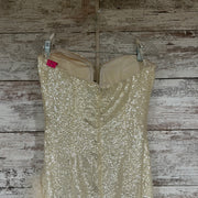 IVORY FEATHER LONG EVENING$800