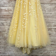 YELLOW/FLORAL A LINE GOWN