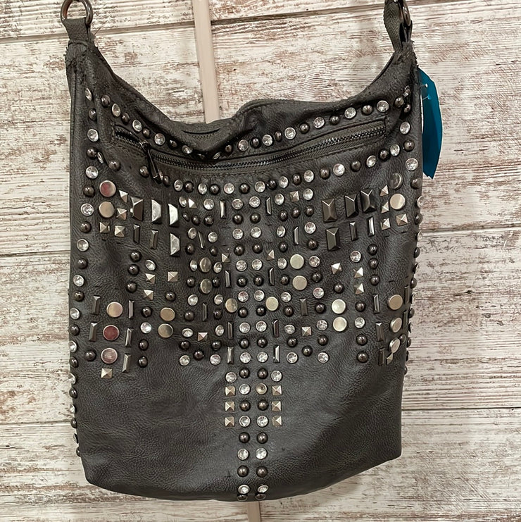 GRAY W/GEMS CROSSBODY PURSE
