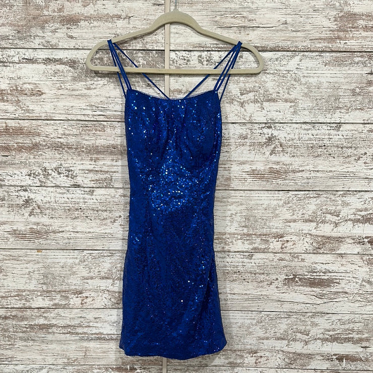 ROYAL BLUE SEQUIN SHORT DRESS