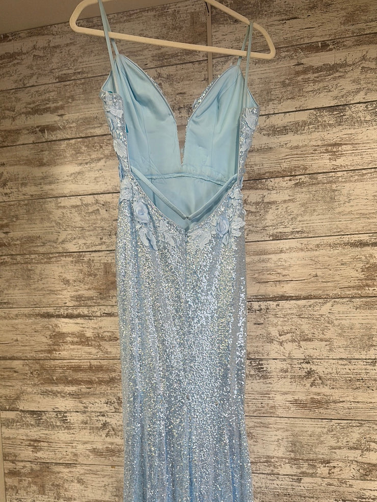 BLUE/FLORAL LONG EVENING GOWN