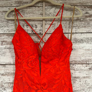 ORANGE/LACE LONG EVENING GOWN