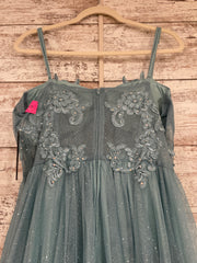 BLUE SPARKLY A LINE GOWN (NEW)