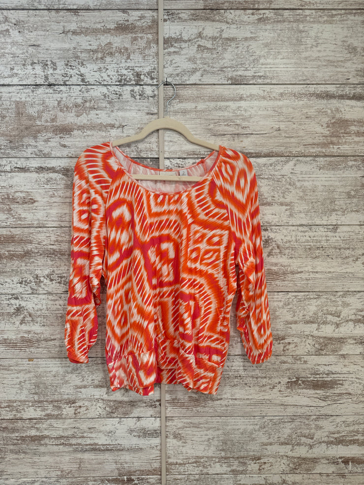 ORANGE/WHITE LONG SLEEVE TOP