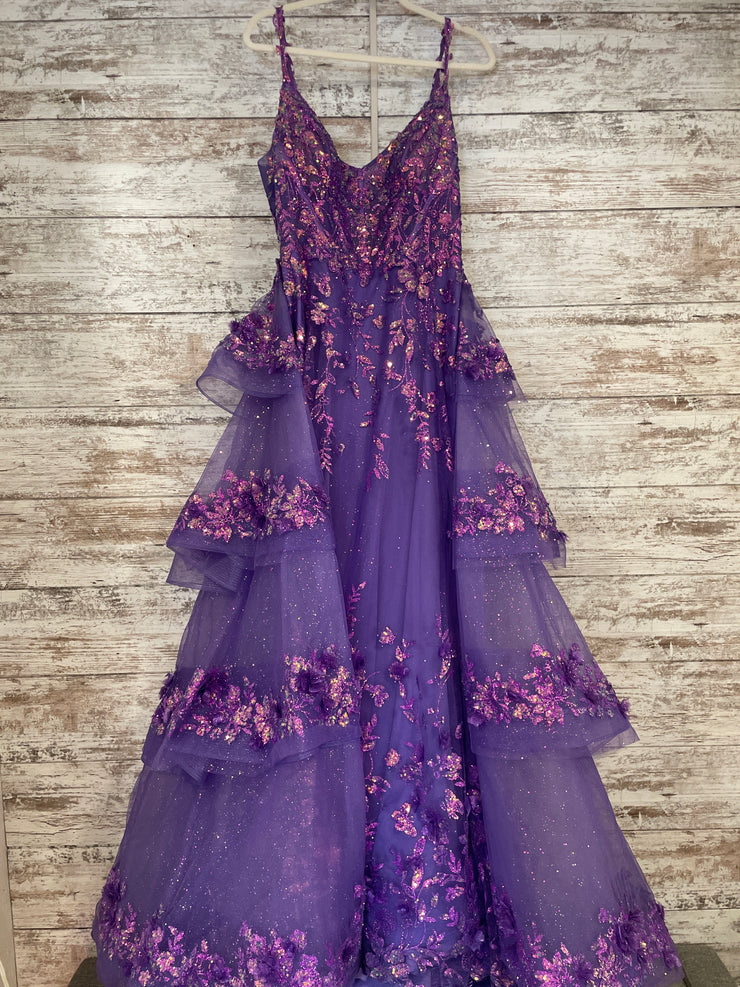 PURPLE SPARKLY A LINE GOWN