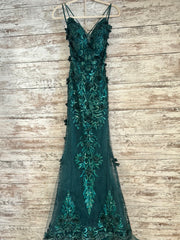 GREEN/FLORAL SPARKLY LONG DRES