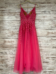 PINK/FLORAL A LINE GOWN