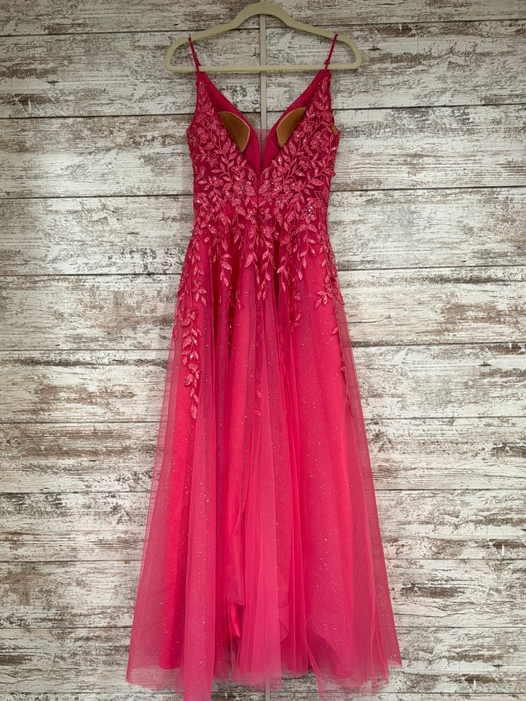 PINK/FLORAL A LINE GOWN