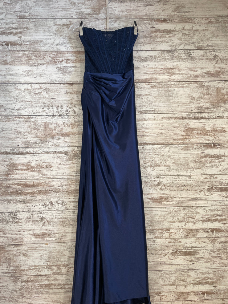 NAVY LONG EVENING GOWN