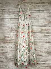 WHITE/FLORAL A LINE GOWN