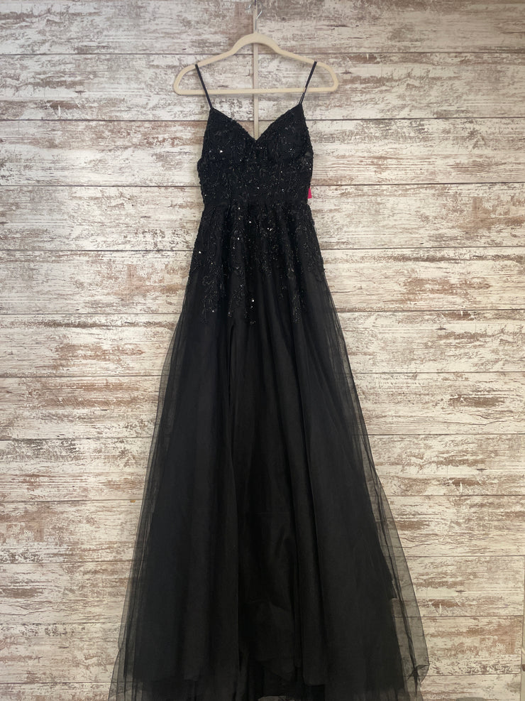BLACK BEADED A LINE GOWN (NEW)