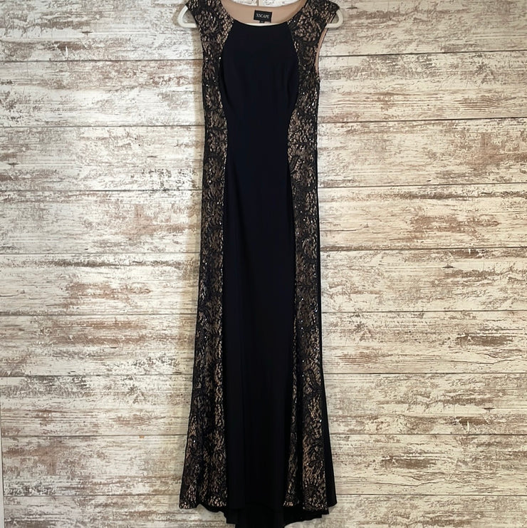 BLACK/NUDE LONG EVENING GOWN