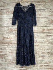 NAVY SPARKLY A LINE GOWN