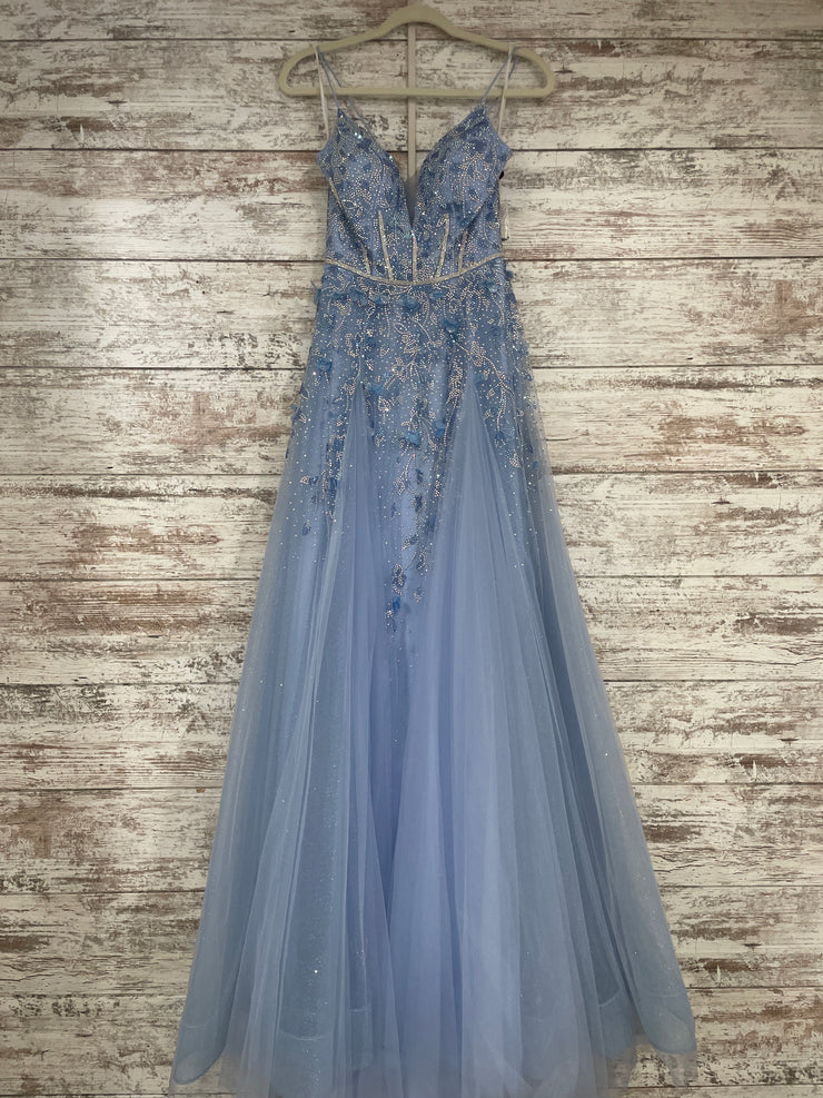 BLUE SPARKLY A LINE GOWN (NEW)
