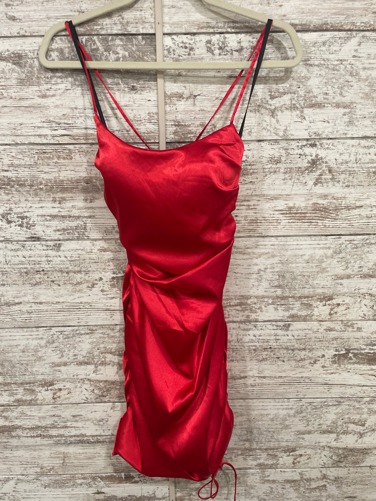 RED SATIN SHORT DRESS (NEW)