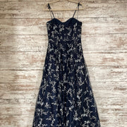 NAVY/SILVER A LINE GOWN