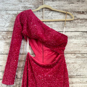 PINK ONE SHOULDER SEQUIN DRESS
