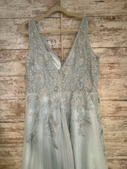 BLUE/FLORAL A LINE GOWN