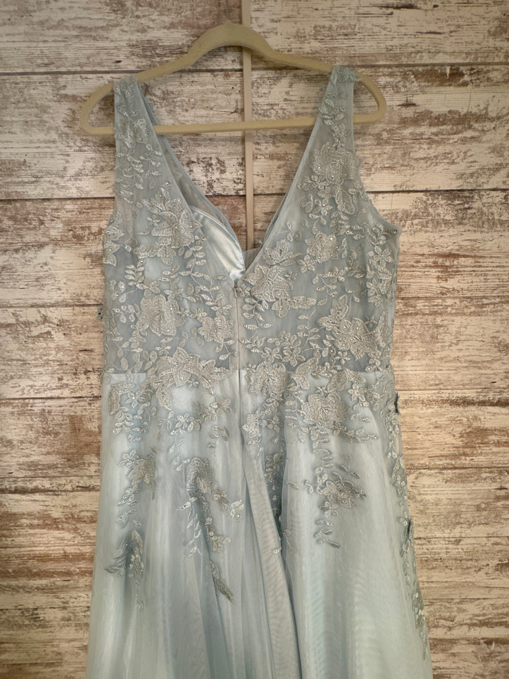 BLUE/FLORAL A LINE GOWN