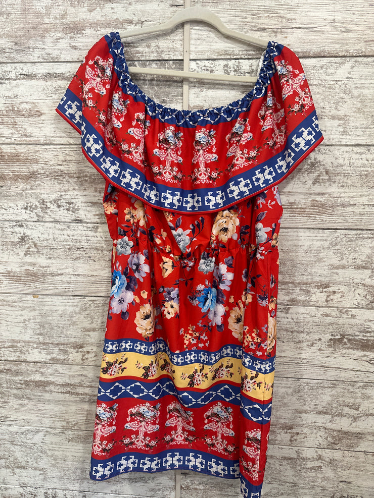 RED/BLUE FLORAL SHORT DRESS