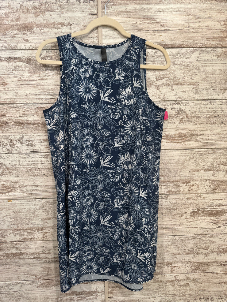 BLUE/WHITE FLORAL SHORT DRESS