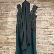 GREEN LONG EVENING GOWN