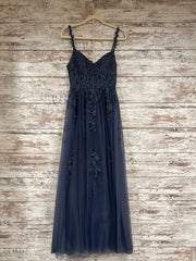 BLUE/FLORAL A LINE GOWN
