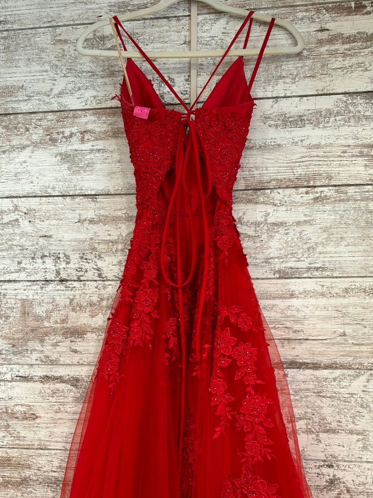 RED/FLORAL A LINE GOWN