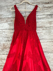 RED FLORAL A LINE GOWN