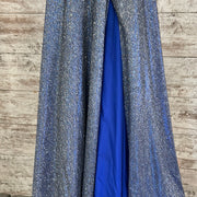 BLUE SPARKLY A LINE GOWN