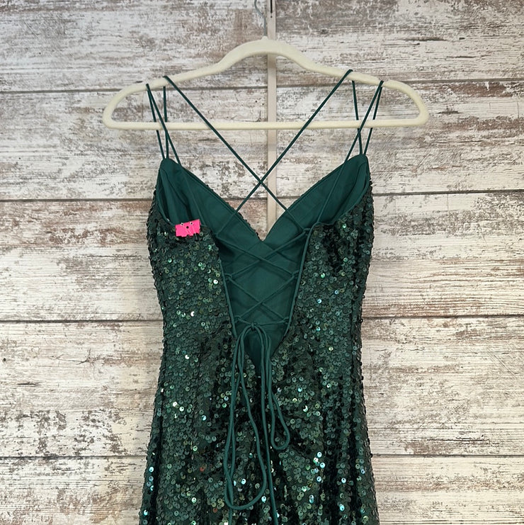 GREEN SEQUIN LONG DRESS