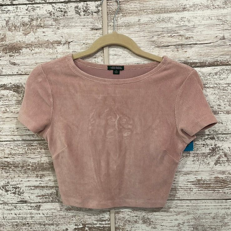 PINK SHORT SLEEVE CROP TOP