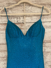 TEAL SPARKLY LONG EVENING GOWN