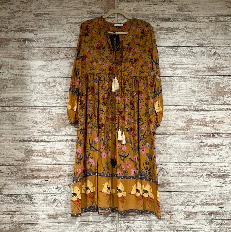 TAN/FLORAL DRESS (NEW) $70